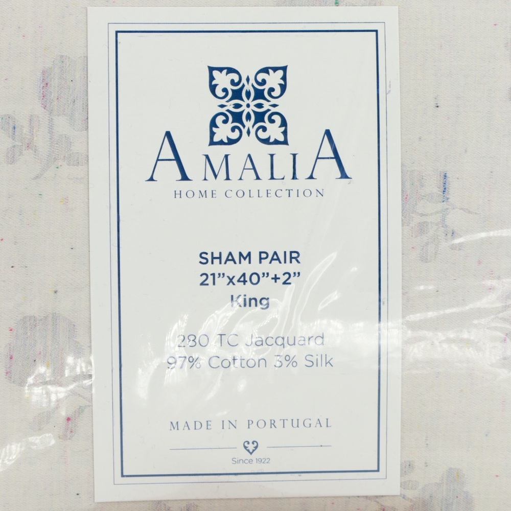 AMALIA‎ HOME COLLECTION LILI FLORAL SILK BLEND JACQUARD SHAM PAIR KING SIZE